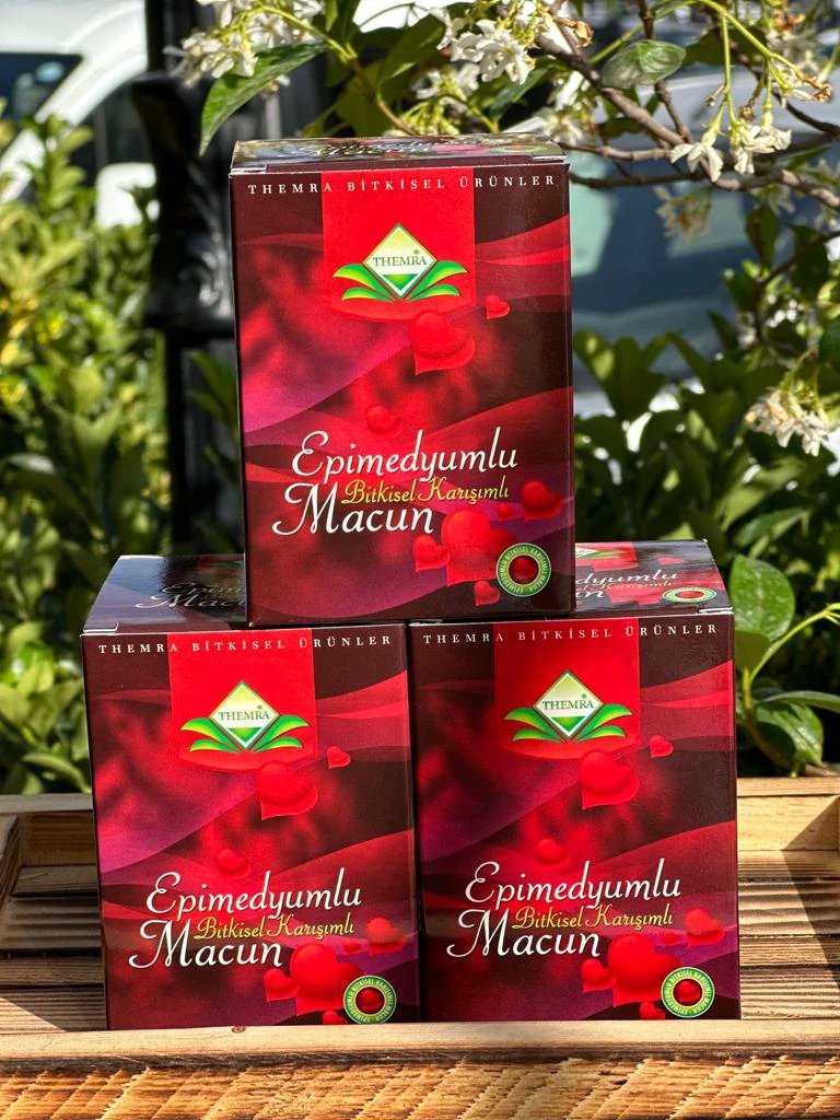 THEMRA Epimedyumlu Macun 240g three-pack energy gel boxes with red heart graphics