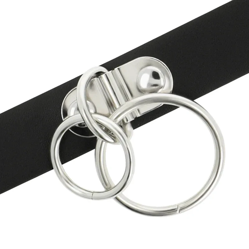 COQUETTE CHIC DESIRE - DOUBLE RING VEGAN LEATHER CHOKER - intimoo
