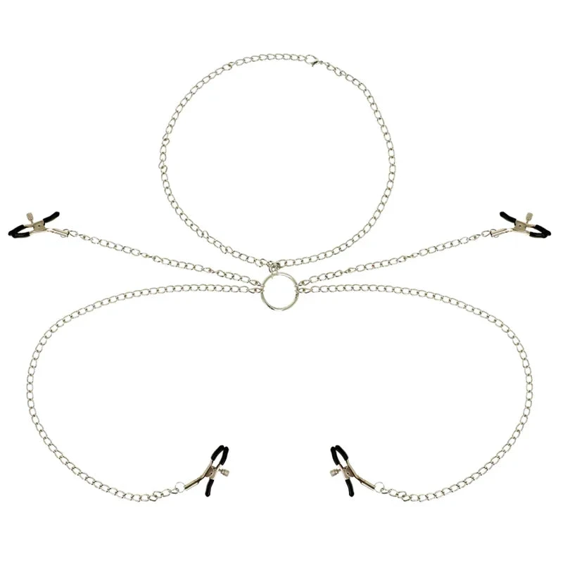 OHMAMA FETISH 4 NIPPLE CLAMPS WITH CHAIN NECKLACE - intimoo