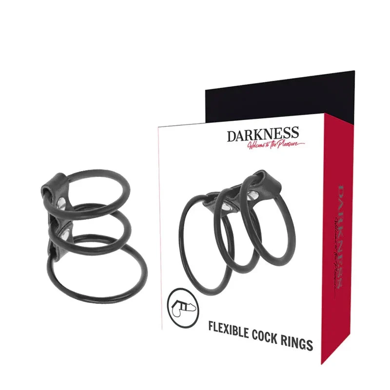 DARKNESS - SET OF 3 FLEXIBLE PENIS RINGS - intimoo