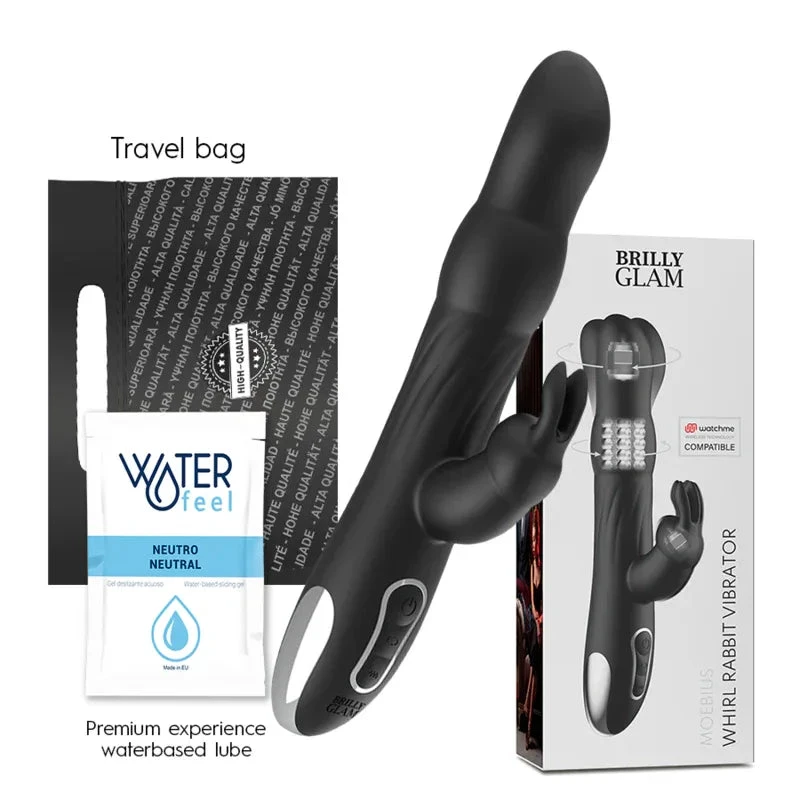 BRILLY GLAM- MOEBIUS RABBIT VIBRATOR & ROTATOR COMPATIBLE WITH WATCHME WIRELESS TECHNOLOGY - intimoo