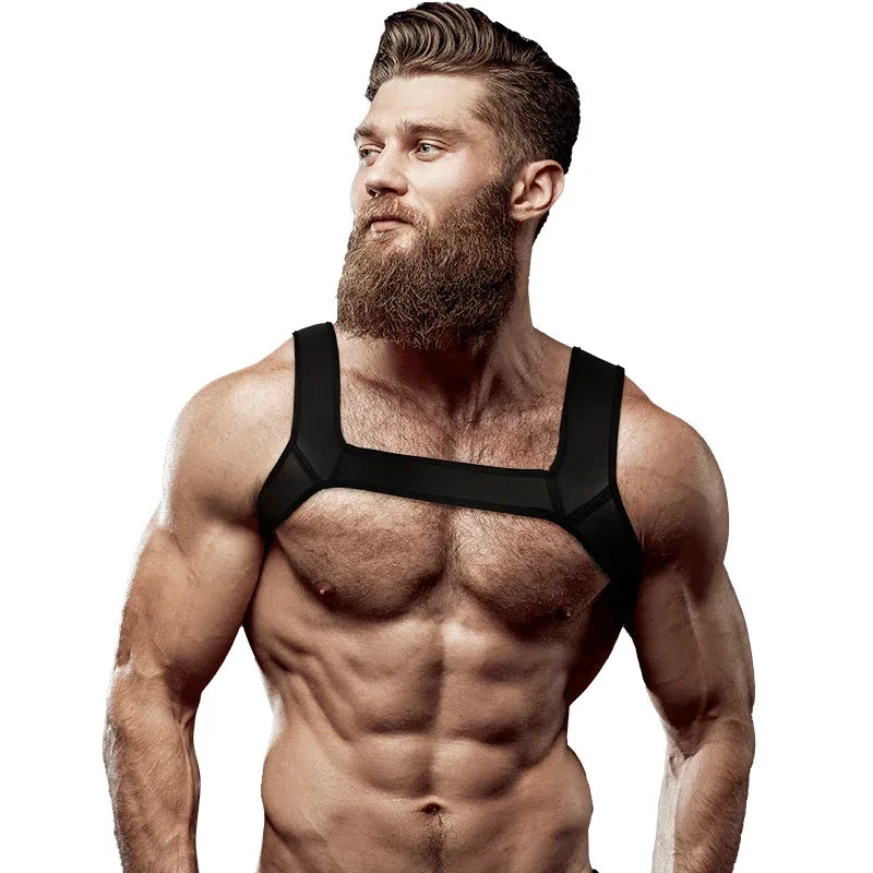FETISH SUBMISSIVE ATTITUDE - NEOPRENE CHEST HARNESS FOR MEN SIZE L - intimoo