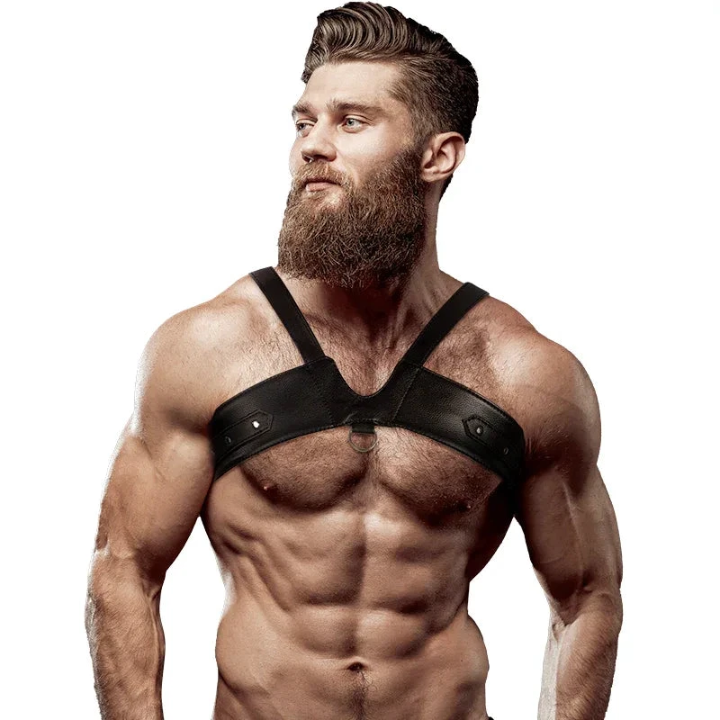 FETISH SUBMISSIVE ATTITUDE - MENS BRIGADE ECO-LEATHER CHEST HARNESS - intimoo