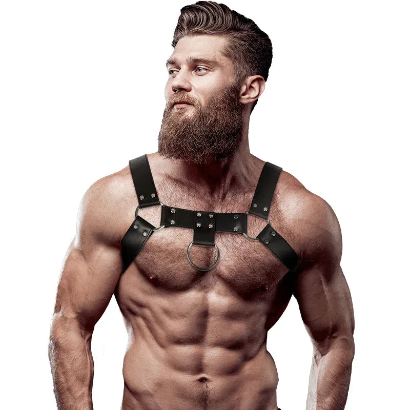 FETISH SUBMISSIVE ATTITUDE - MENS ECO-LEATHER CHEST HARNESS - intimoo