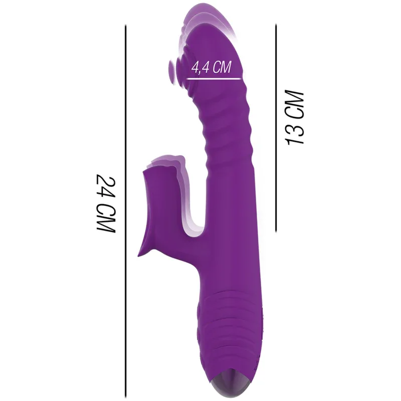 INTENSE - IGGY MULTIFUNCTION RECHARGEABLE VIBRATOR UP & DOWN WITH CLITORAL STIMULATOR PURPLE - intimoo