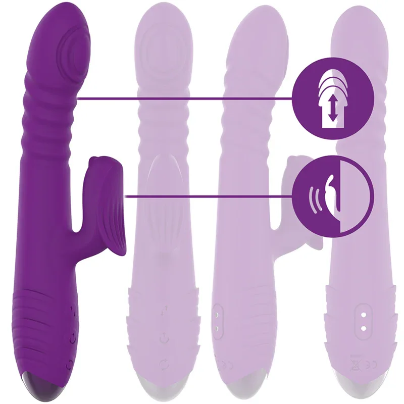 INTENSE - IGGY MULTIFUNCTION RECHARGEABLE VIBRATOR UP & DOWN WITH CLITORAL STIMULATOR PURPLE - intimoo