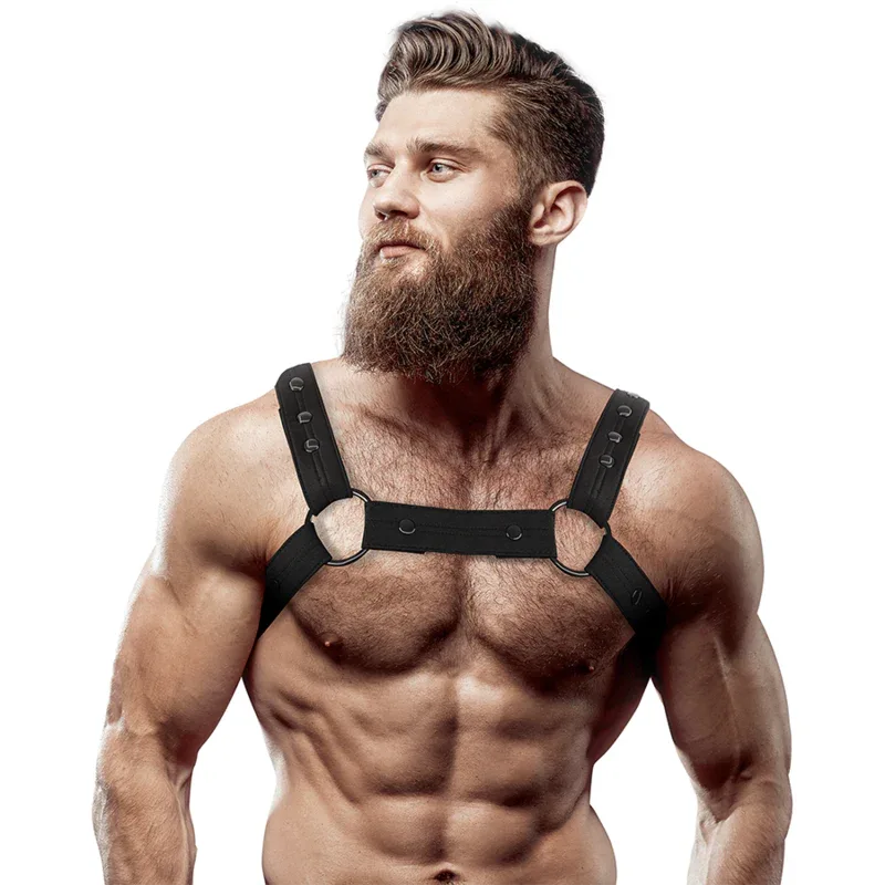 FETISH SUBMISSIVE ATTITUDE - ADJUSTABLE NEOPRENE CHEST SPORTS HARNESS FOR MEN - intimoo