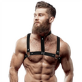 FETISH SUBMISSIVE ATTITUDE - ADJUSTABLE ECO-LEATHER CHEST HARNESS WITH NECKLACE FOR MEN - intimoo