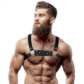FETISH SUBMISSIVE ATTITUDE - MENS ECO-LEATHER BULLDOG CHEST HARNESS SIZE M/L - intimoo