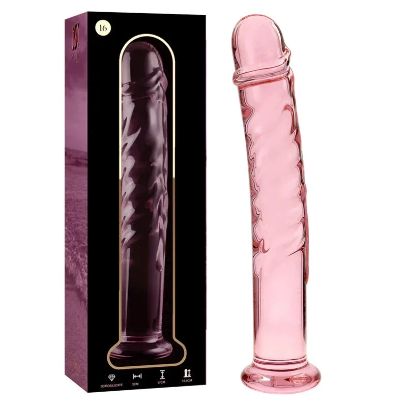 NEBULA SERIES BY IBIZA - MODEL 16 DILDO BOROSILICATE GLASS PINK 18.5 CM -O- 3 CM - intimoo