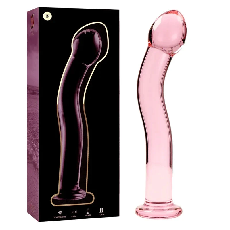 NEBULA SERIES BY IBIZA - MODEL 18 DILDO BOROSILICATE GLASS PINK 18.5 CM -O- 3.5 CM - intimoo