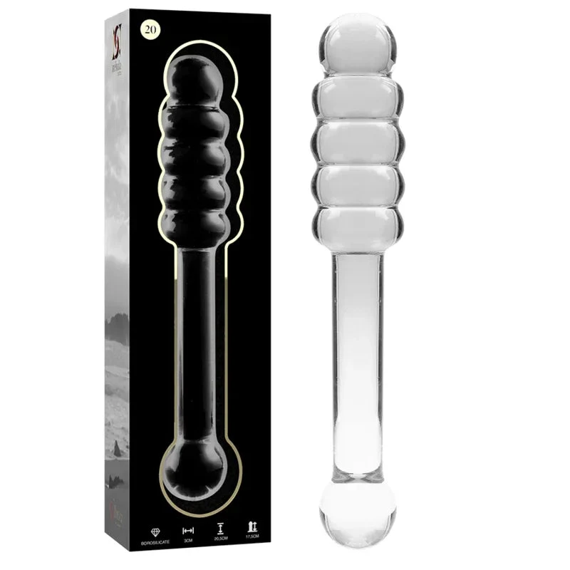 NEBULA SERIES BY IBIZA - MODEL 20 DILDO BOROSILICATE GLASS CLEAR 20.5 CM -O- 3 CM - intimoo