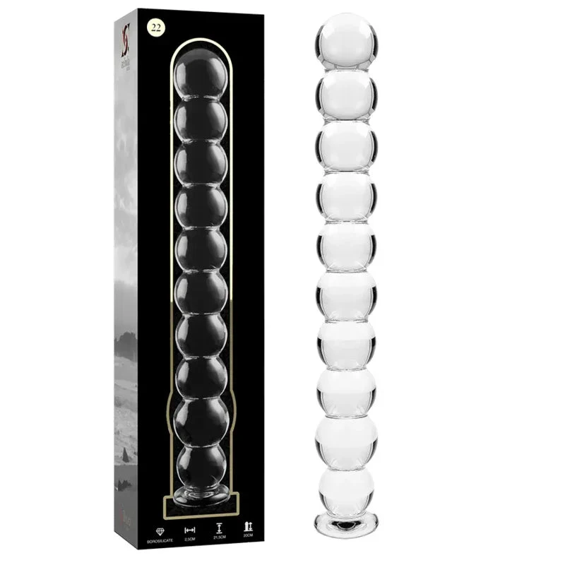NEBULA SERIES BY IBIZA - MODEL 22 DILDO BOROSILICATE GLASS CLEAR 21.5 CM -O- 2.5 CM - intimoo