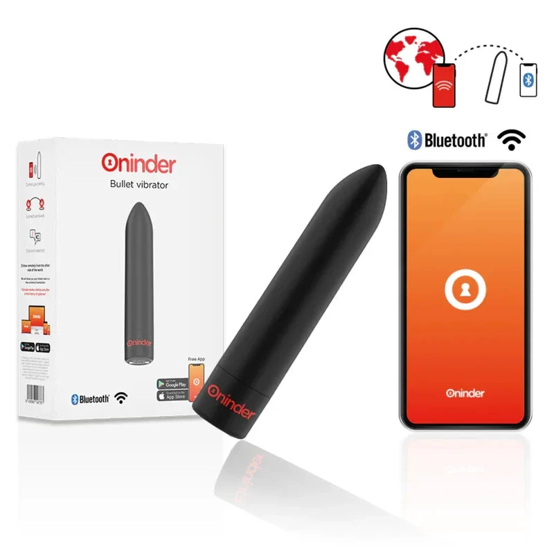 ONINDER - BERLIN BULLET VIBRATOR BLACK 9 MODES 8.5 X 2 CM - FREE APP - intimoo