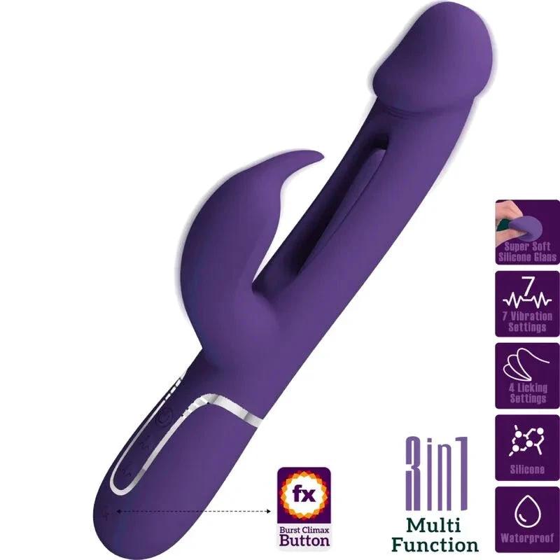 PRETTY LOVE - KAMPAS RABBIT 3 IN 1 MULTIFUNCTION VIBRATOR WITH TONGUE VIOLET - intimoo