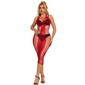 SUBBLIME - 952327 LONG RED FISHNET DRESS ONE SIZE - intimoo