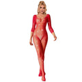 SUBBLIME - 952419 FISHNET BODYSTOCKING WITH DIAMONDS LONG SLEEVE RED XS/M - intimoo