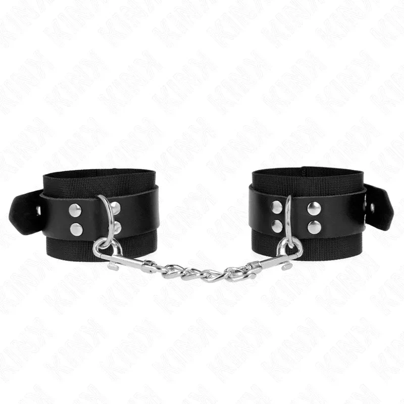 KINK - CENTURI DE ÎNCHEIETURĂ DIN NAILON NEGRE CU CUREA DIN PIELE NEAGRĂ REGLABILĂ 19-29 CM X 5,1 CM - intimoo