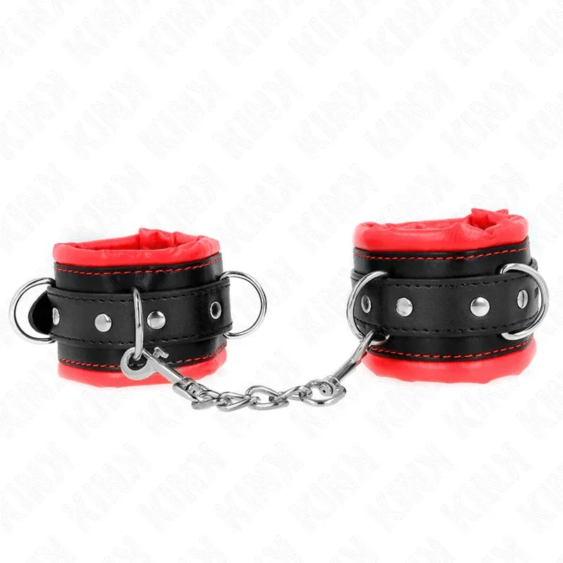 KINK - HEAVY WRIST RESTRAINTS WITH RED FUR LINED ADJUSTABLE 20-30 CM X 6 CM - intimoo