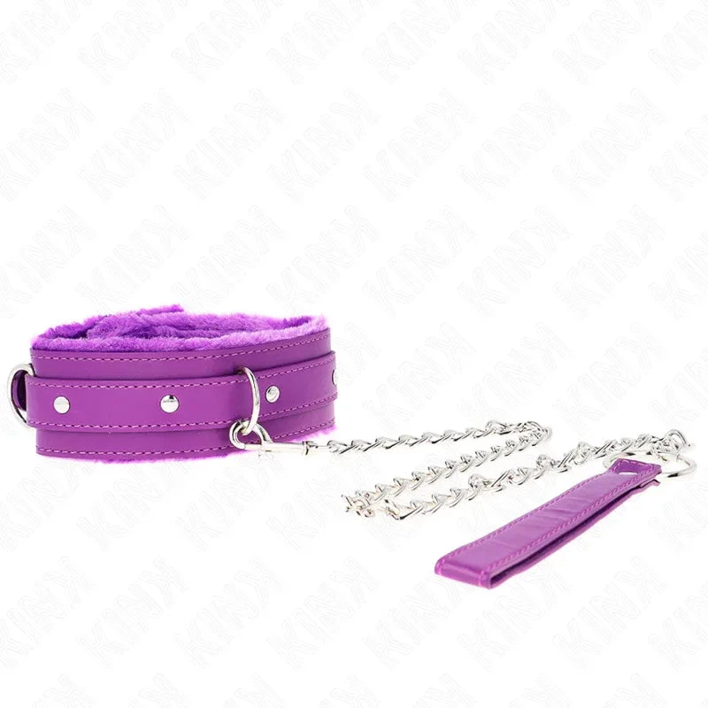 KINK - COLLAR WITH LEASH 65 CM WITH RESTRICTIONS PURPLE 36-42 CM X 5.5 CM - intimoo
