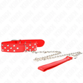 KINK - RING RIVET STRAP NECKLACE WITH BELT 65 CM RED ADJUSTABLE 36-50 CM X 3.8 CM - intimoo