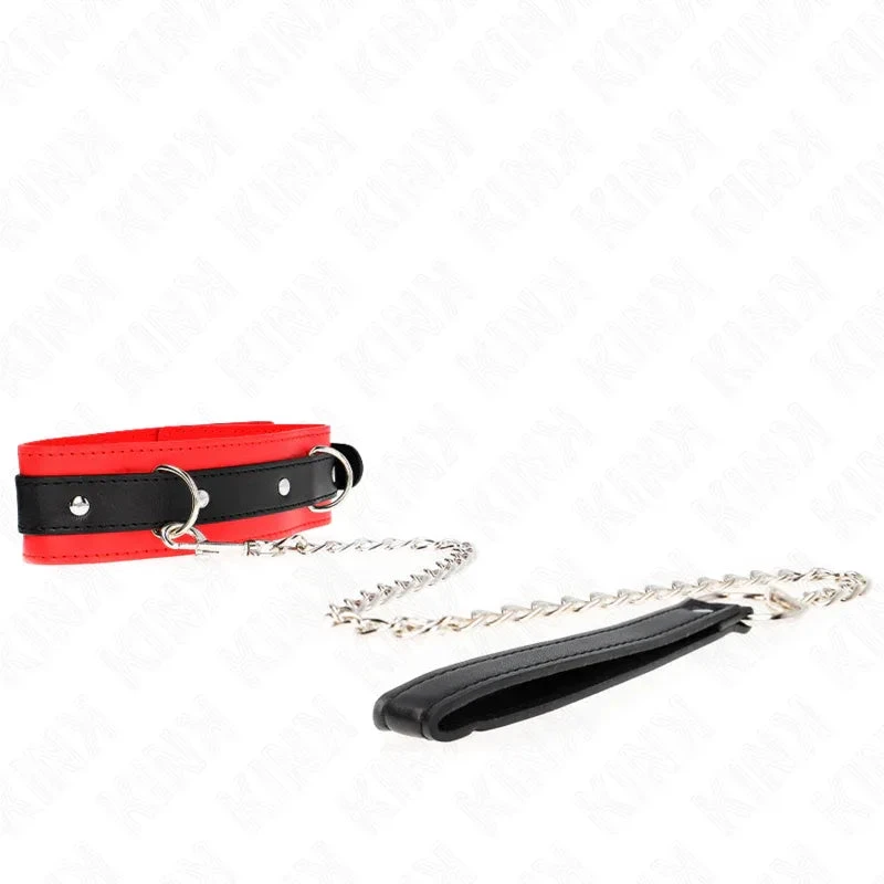 KINK - BASIC MODEL COLLAR WITH LEASH 65 CM MODEL 3 RED 53 X 5 CM - intimoo