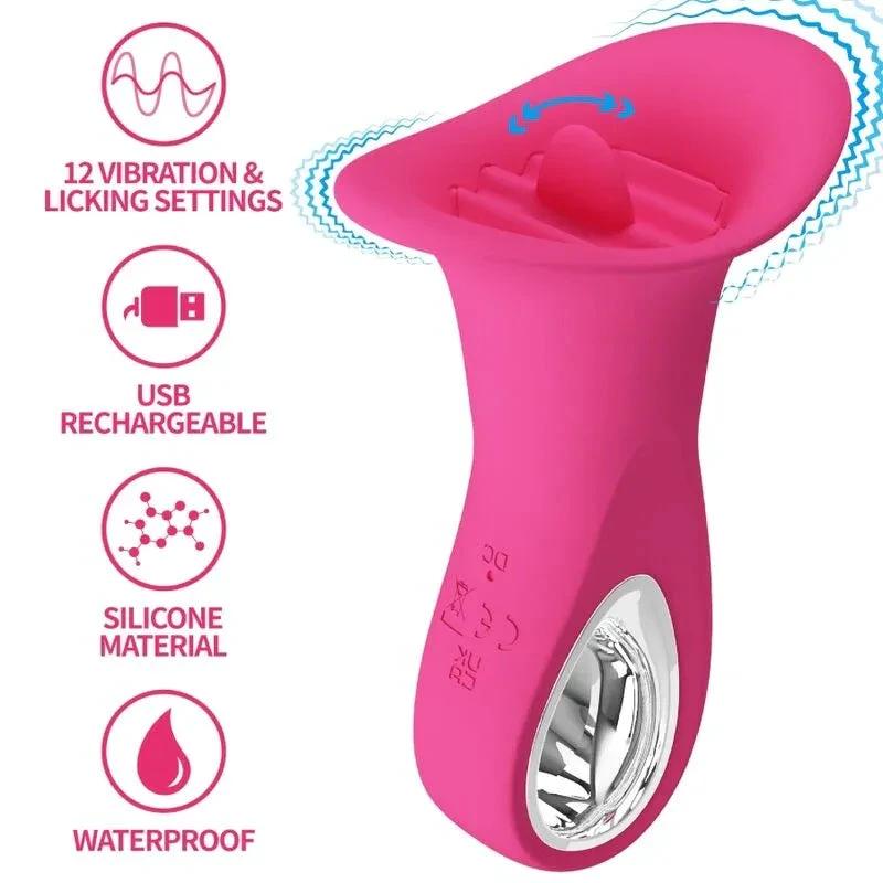 PRETTY LOVE - CLYDE ORAL VIBRATOR VIBRATING TONGUE 12 VIBRATIONS PINK - intimoo