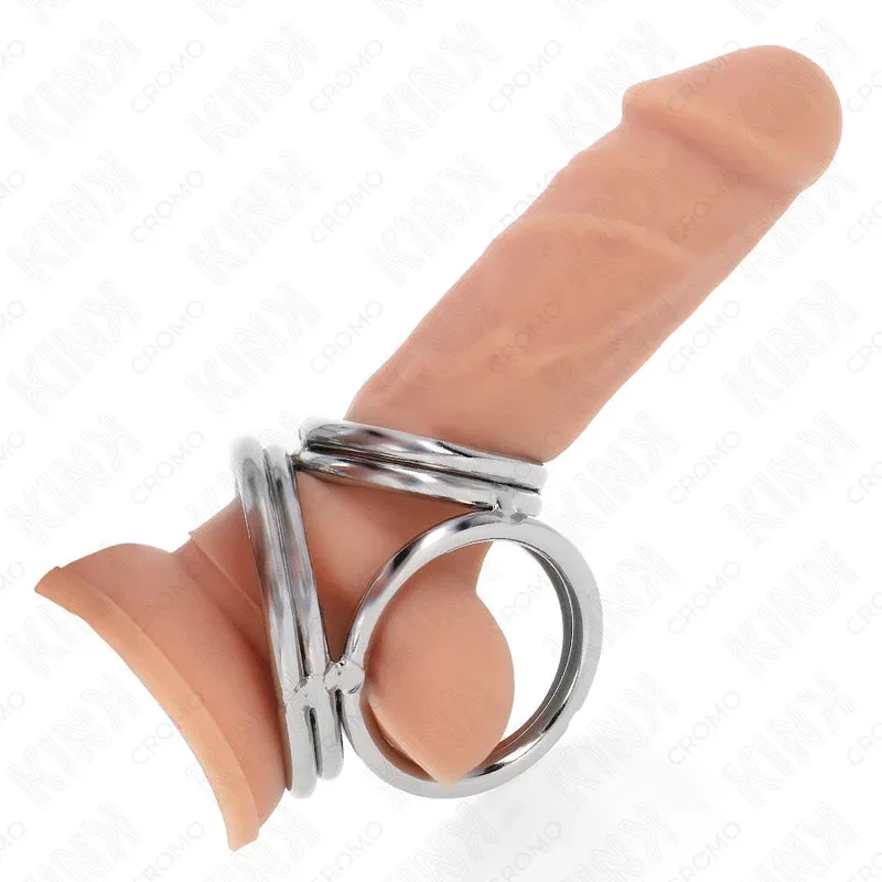 KINK - TRIPLE CHROME METAL PENIS RING 3.8 CM TO 5 CM MODEL 1 - intimoo
