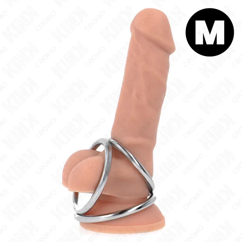 KINK - INEL TRIPLU DIN METAL CROMAT PENTRU PENIS 3,8 CM - 5 CM MODEL 2 - intimoo