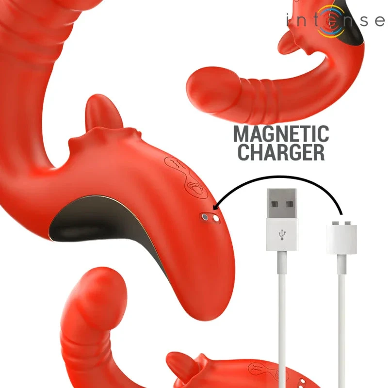 INTENSE - PAULINA VIBRATOR AND STIMULATOR IN U SHAPE RED - intimoo