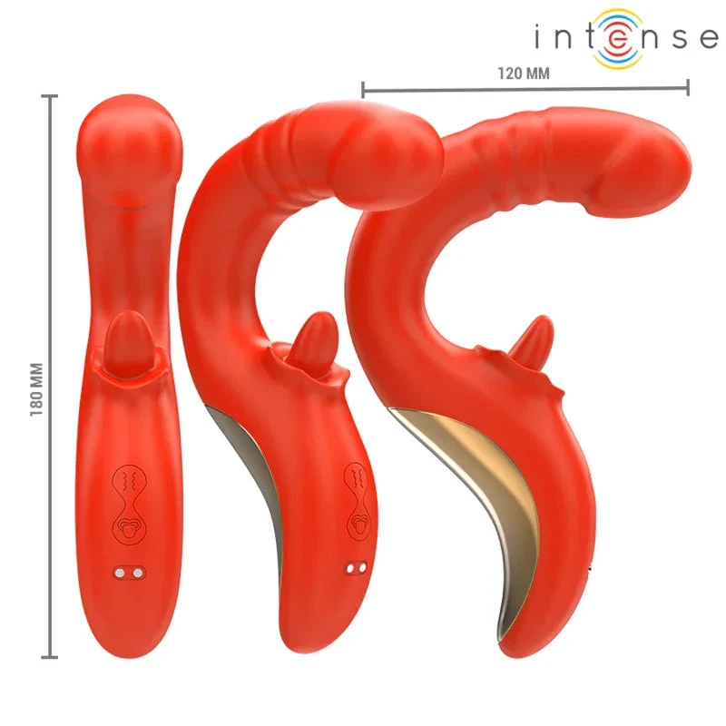 INTENSE - PAULINA VIBRATOR AND STIMULATOR IN U SHAPE RED - intimoo