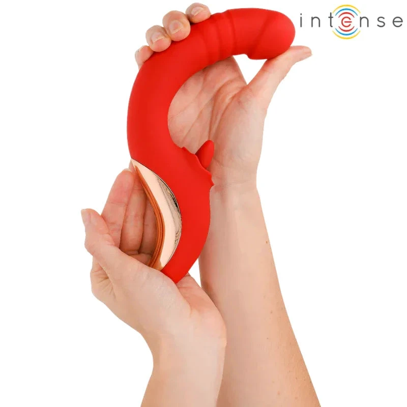 INTENSE - PAULINA VIBRATOR AND STIMULATOR IN U SHAPE RED - intimoo