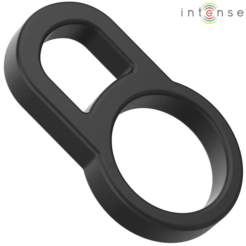 INTENSE - BOBBY DOUBLE SILICONE PENIS RING BLACK - intimoo