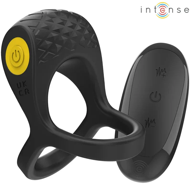 INTENSE - ALEX VIBRATOR DOUBLE PENIS RING 10 VIBRATIONS BLACK - intimoo