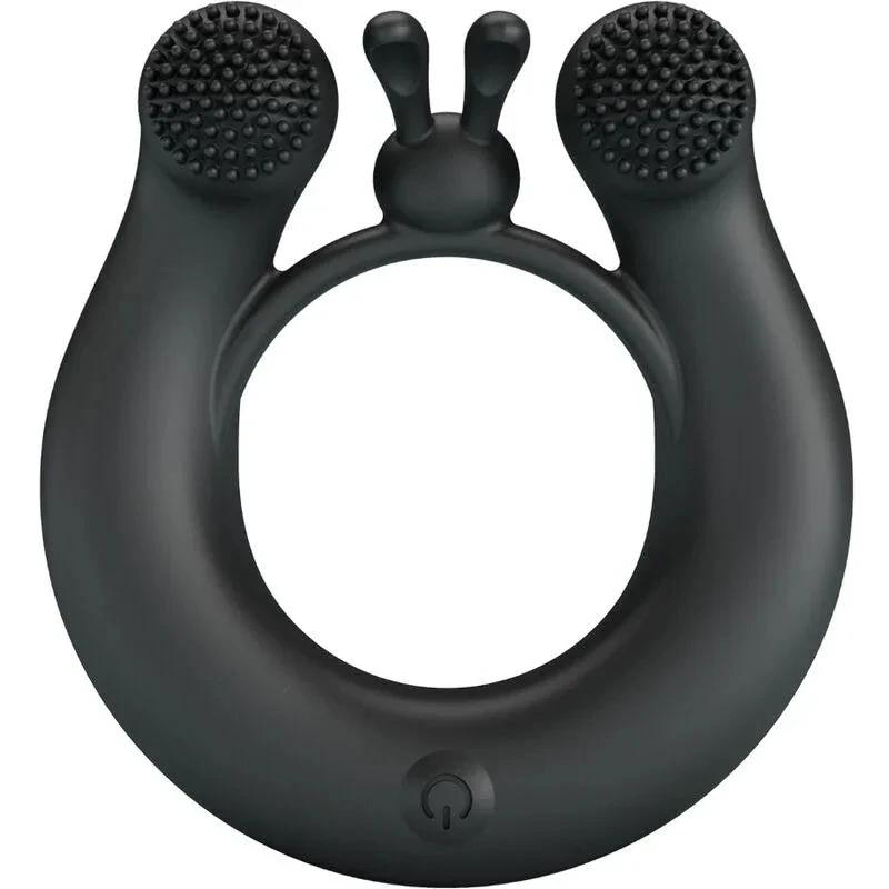 PRETTY LOVE - DAHLIA VIBRATING RING + CLITORIS STIMULATOR 12 VIBRATIONS BLACK - intimoo