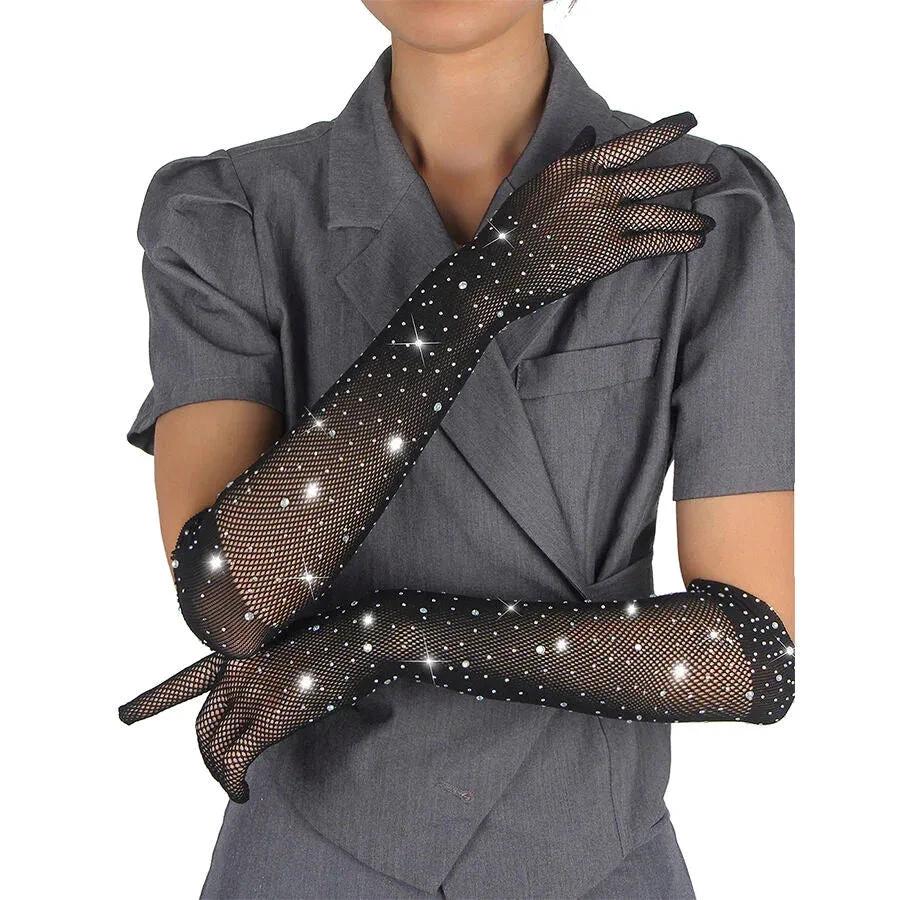 SUBBLIME - 957469 MĂNUȘI TRANSPARENTE SHINE NEGRE MĂRIME S/M - intimoo
