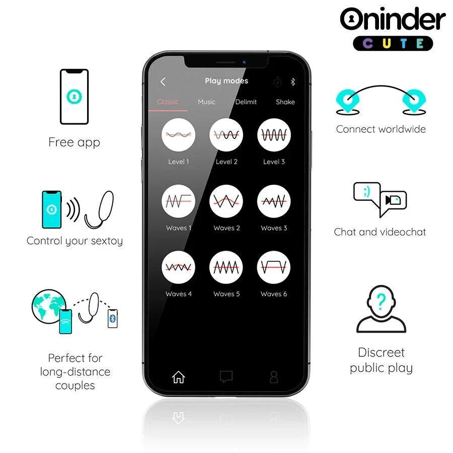ONINDER CUTE - LOVE PLEASURE VIBRO-ROTATING SILICONE GEM EGG - FREE WORLDWIDE APP - intimoo