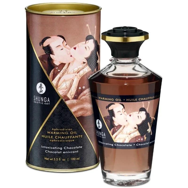 SHUNGA - MASSAGE OIL WITH HEAT EFFECT INTENSE CHOCOLATE FLAVOR 100 ML - intimoo