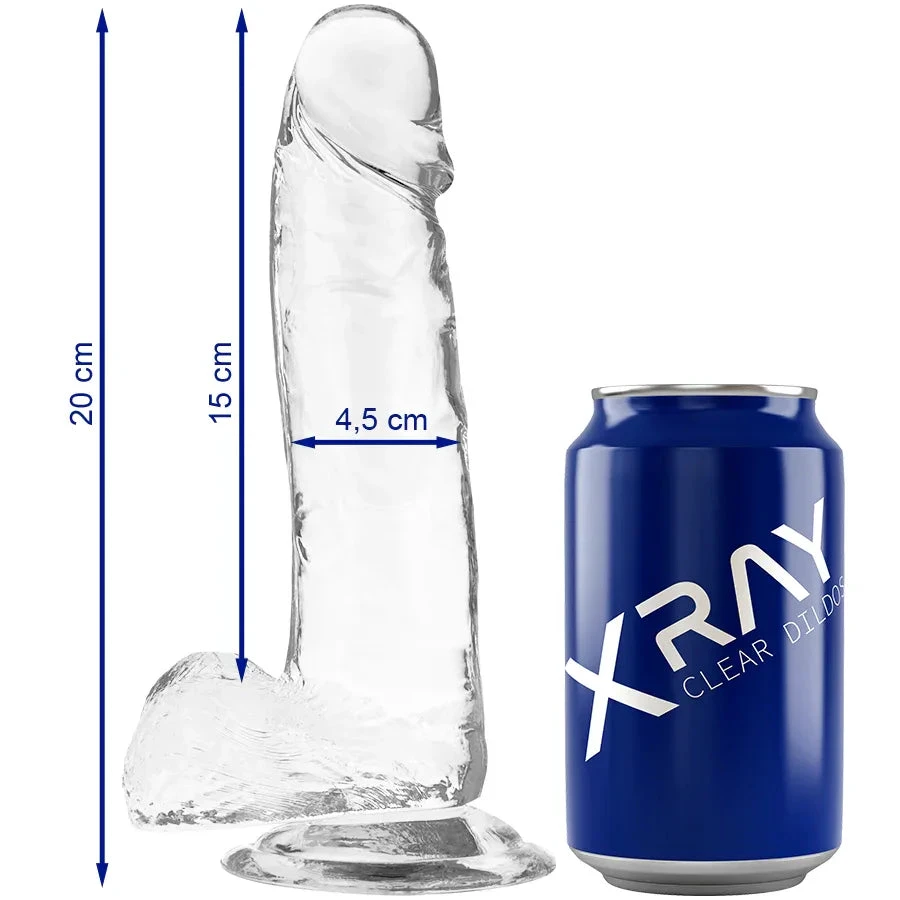 X RAY - CLEAR COCK WITH BALLS 20 CM -O- 4.5 CM - intimoo